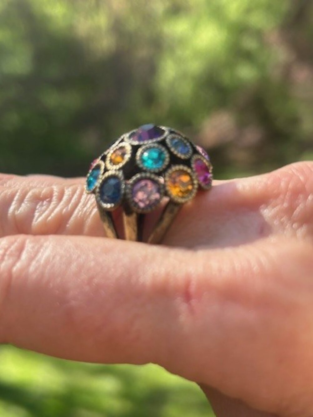 AVON Multi Stone Antique Bronze Statement RING